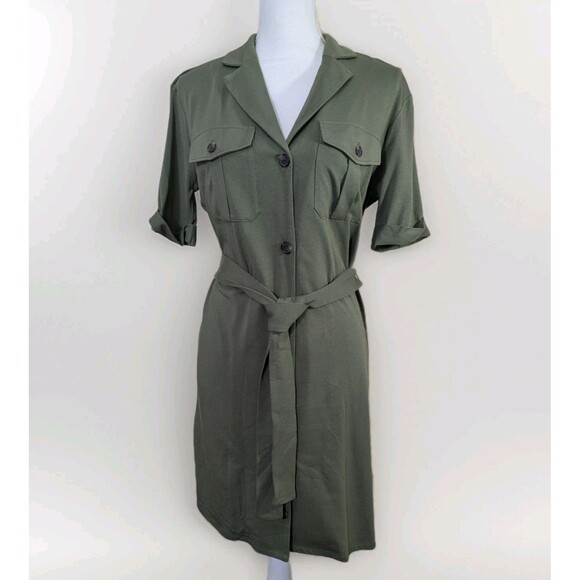 Joie Dresses & Skirts - Joie Jadallah Shirt Dress Womens S Green Jersey Knit Belted Casual Pockets